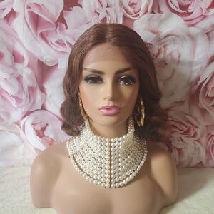 Wavy lace front light brown bob wig